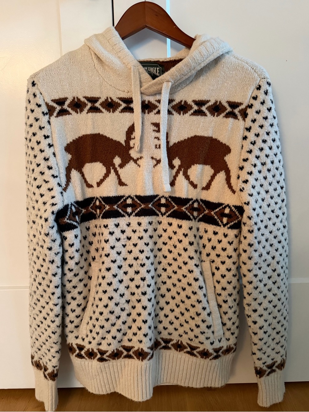 American Eagle Men’s / Unisex Outfitters Nordic Moose Knit Hoodie Sweater - S
